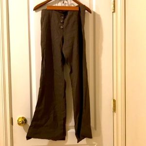 Theory Marshall Taupe Linen Wide Leg Pants